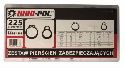 Segerový pojistný kroužek, sada 225ks MAR-POL M66481