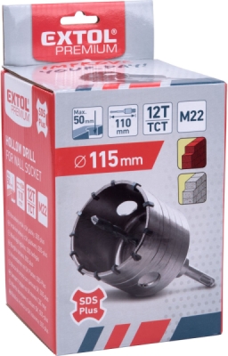 Vrták SDS PLUS do zdiva korunkový, ⌀115mm x 110mm, M22 EXTOL PREMIUM