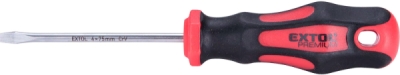Šroubovák plochý, (-) 4x75mm, červený, CrV EXTOL PREMIUM