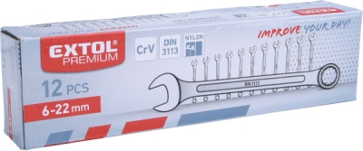Klíče očkoploché, sada 12ks, 6-22mm, CrV EXTOL PREMIUM