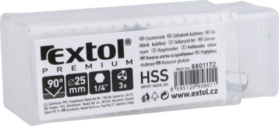 Záhlubník kuželový 90° HSS, O 25mm EXTOL PREMIUM