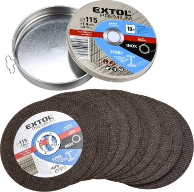 Kotouč řezný na ocel/nerez, 10ks, ⌀115x1,0x22,2mm EXTOL PREMIUM