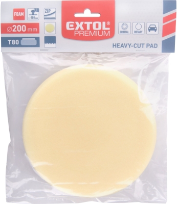 Kotouč leštící pěnový, T80, žlutý, ⌀200x30mm, suchý zip ⌀180mm EXTOL PREMIUM