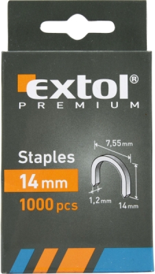 Spony oblé, balení 1000ks, 14mm, 7,55x0,52x1,2mm EXTOL PREMIUM