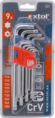 L-klíče TORX, sada 9ks, 10-50 EXTOL PREMIUM