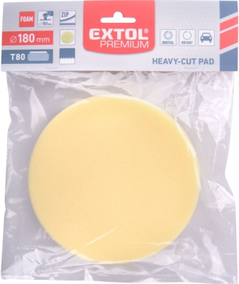 Kotouč leštící pěnový, T80, žlutý, ⌀180x30mm, suchý zip ⌀150mm EXTOL PREMIUM