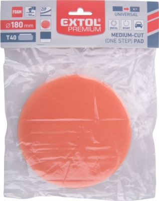 Kotouč leštící pěnový, T40, oranžový, ⌀180x30mm, suchý zip ⌀150mm EXTOL PREMIUM