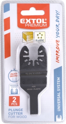 Listy pilové zanořovací na dřevo 2ks, 10mm, HCS EXTOL PREMIUM
