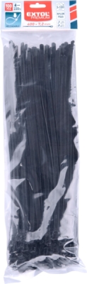 Pásky stahovací černé, rozpojitelné, 400x7,2mm, 100ks, nylon PA66 EXTOL PREMIUM