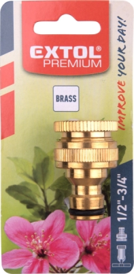 Konektor na kohoutek, 1/2"-3/4", MOSAZ EXTOL PREMIUM