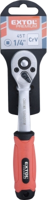 Ráčna tvarovaná, 45 zubů, 1/4", L 153mm, Crv EXTOL PREMIUM