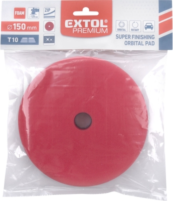 Kotouč leštící pěnový, orbitální, T10, červený, ⌀150x25mm, suchý zip ⌀127mm EXTOL PREMIUM