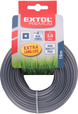 Žací struna do sekačky s jádrem, čtvercový profil, 3mm, 15m EXTOL PREMIUM