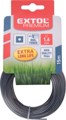 Žací struna do sekačky s jádrem, čtvercový profil, 1,6mm, 15m EXTOL PREMIUM