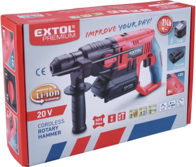 Kladivo vrtací aku SHARE20V, SDS plus, 20V Li-ion, bez baterie a nabíječky EXTOL PREMIUM