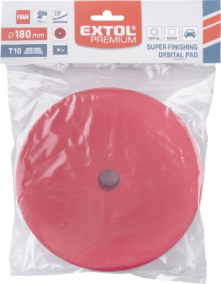 Kotouč leštící pěnový, orbitální, T10, červený, ⌀180x25mm, suchý zip ⌀152mm EXTOL PREMIUM