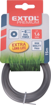 Žací struna do sekačky s jádrem, kruhový profil, 1,6mm, 15m EXTOL PREMIUM
