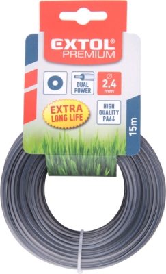 Žací struna do sekačky s jádrem, kruhový profil, 2,4mm, 15m EXTOL PREMIUM