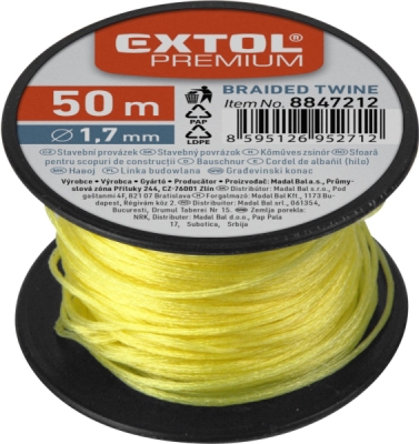 Provázek stavební, 1,7mm, 50m, žlutý EXTOL PREMIUM
