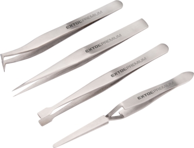 Pinzety nerez, sada 4ks EXTOL PREMIUM
