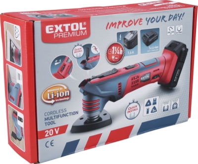 Bruska multifunkční aku SHARE20V, rychloupínací, 20V Li-ion, bez baterie a nabíječky EXTOL PREMIUM