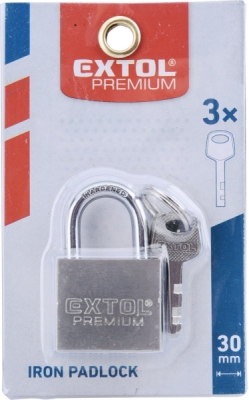 Zámek visací kovový stříbrný, 30mm EXTOL PREMIUM