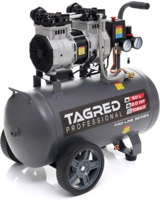 Tagred TA3384, Bezolejový kompresor s odlučovačem 50l, 230V, 2 písty, 2000W | 10 BAR