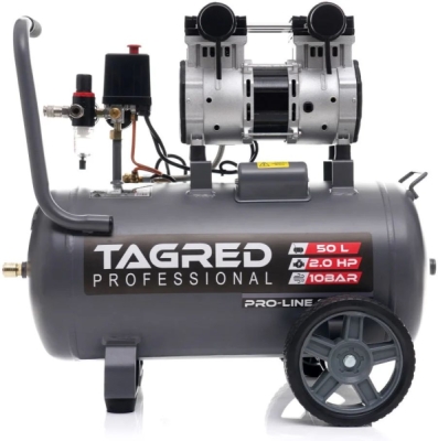 Tagred TA3384, Bezolejový kompresor s odlučovačem 50l, 230V, 2 písty, 2000W | 10 BAR