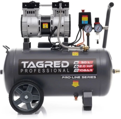 Tagred TA3384, Bezolejový kompresor s odlučovačem 50l, 230V, 2 písty, 2000W | 10 BAR