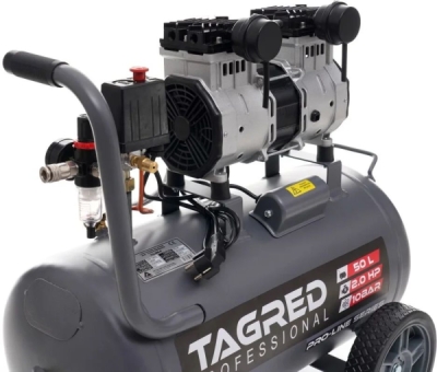 Tagred TA3384, Bezolejový kompresor s odlučovačem 50l, 230V, 2 písty, 2000W | 10 BAR
