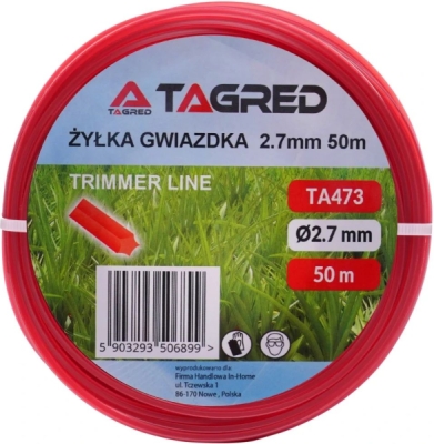 Žací struna hvězdicová do křovinořezu, 2,7 mm x 50 m, Tagred TA473