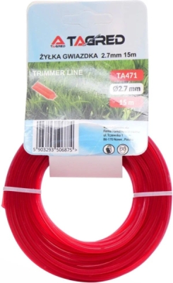 Žací struna hvězdicová do křovinořezu, 2,7 mm x 15 m, Tagred TA471