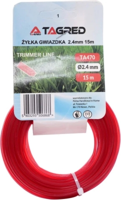 Žací struna hvězdicová do křovinořezu, 2,4 mm x 15 m, Tagred TA470