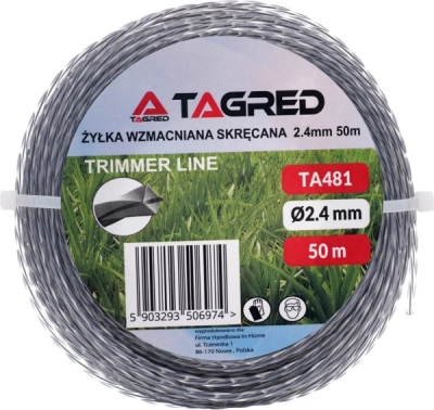 Tagred TA481, Žací struna zkroucená, čtvercová do křovinořezu, 2,4 mm x 50 m