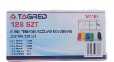 Tagred TA4161, Smršťovací hadičky barevné | 2,5-13mm | 128 ks | 6 barev