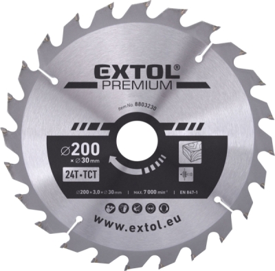 Kotouč pilový s SK plátky, ⌀200x3,0x30mm, 24T EXTOL PREMIUM
