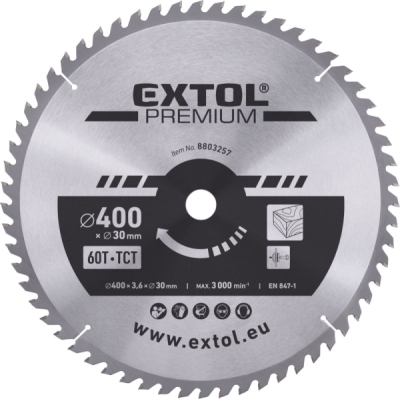 Kotouč pilový s SK plátky, ⌀400x3,6x30mm, 60T EXTOL PREMIUM