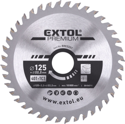 Kotouč pilový s SK plátky, ⌀125x2,2x22,2mm, 40T EXTOL PREMIUM