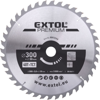 Kotouč pilový s SK plátky, ⌀300x3,0x30mm, 40T EXTOL PREMIUM