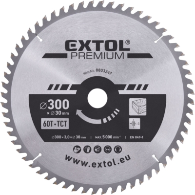 Kotouč pilový s SK plátky, ⌀300x3,0x30mm, 60T EXTOL PREMIUM