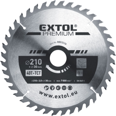 Kotouč pilový s SK plátky, ⌀210x3,0x30mm, 40T EXTOL PREMIUM