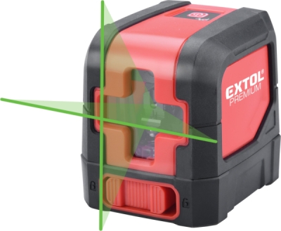 Laser zelený liniový, křížový samonivelační 1H x 1V EXTOL PREMIUM