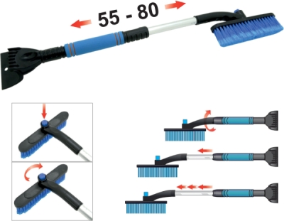 Compass škrabka s košťátkem BLUE teleskopická skládací 55 - 80cm