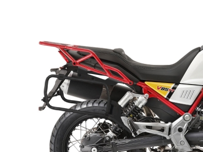 Kompletní sada bočních černých hliníkových kufrů SHAD 130.kitTERRAside-7B TERRA BLACK 36L/47L , včetně montážní sady SHAD MOTO GUZZI V 85 TT