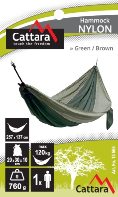 Houpací síť NYLON 275x137cm zeleno-hnědá Cattara 13565