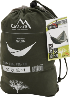 Houpací síť NYLON 275x137cm zeleno-hnědá Cattara 13565