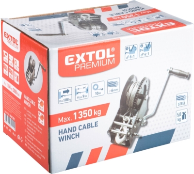 EXTOL PREMIUM naviják lanový s klikou, do 1350kg/10m lanko - 8861305