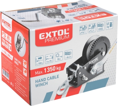 EXTOL PREMIUM naviják lanový s klikou, do 1350kg/10m lanko - 8861305