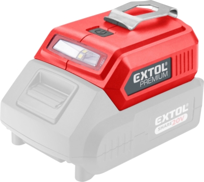 EXTOL PREMIUM nabíječka aku pro USB zařízení, se světlem, SHARE20V, bez baterie, 5V/2A - 8891896