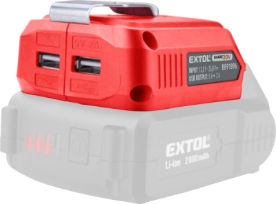 EXTOL PREMIUM nabíječka aku pro USB zařízení, se světlem, SHARE20V, bez baterie, 5V/2A - 8891896